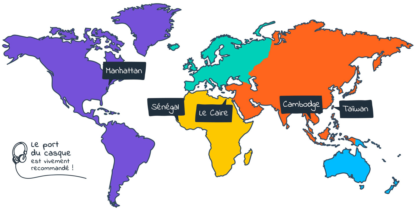 Carte du monde où on était réalisé des carnets de voyage